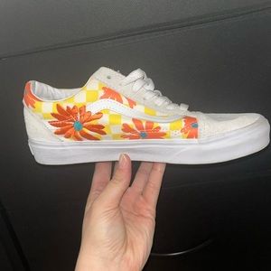 Flower and checkered board print vans